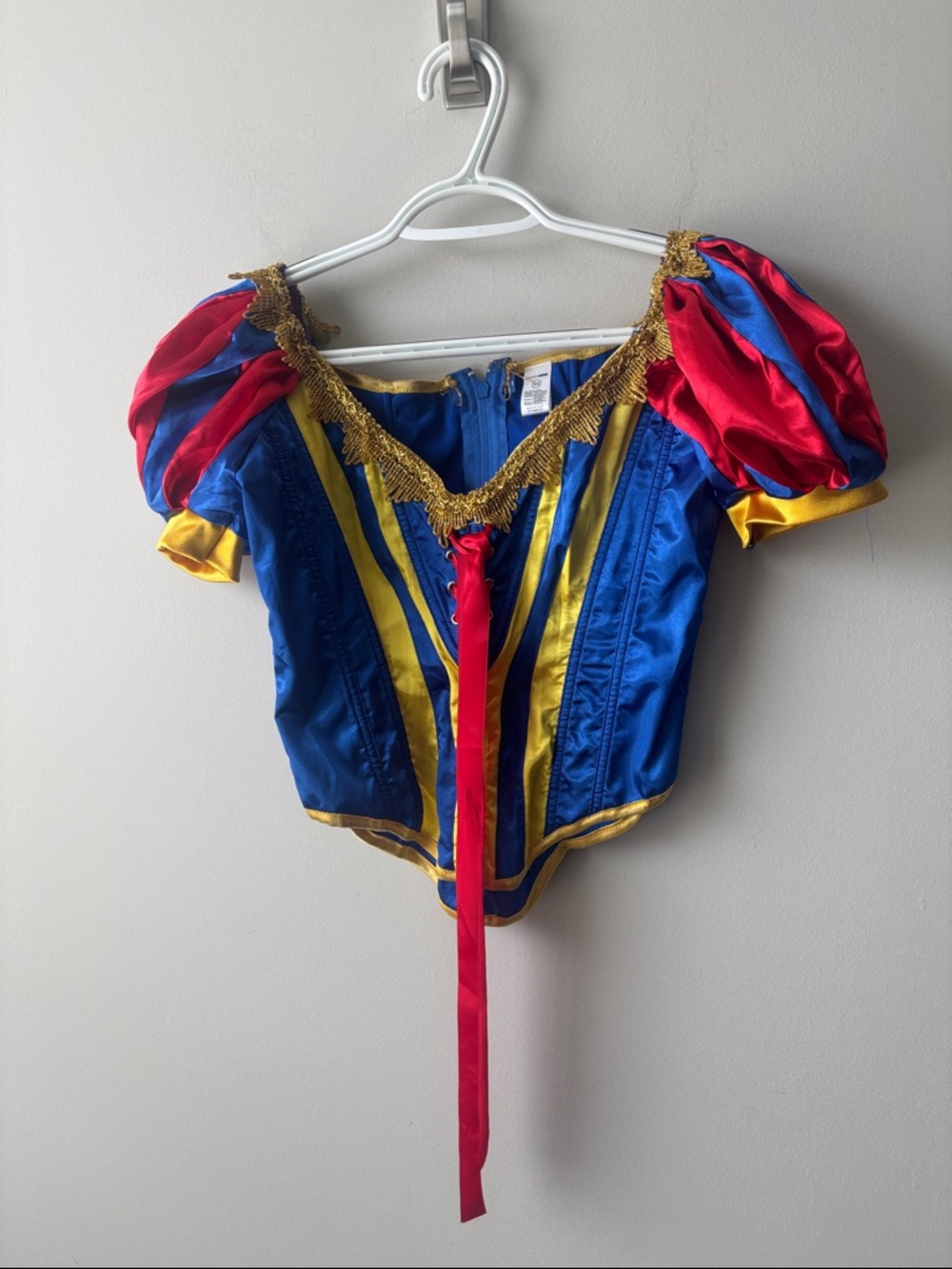 Fashion Nova Blue, Red & Gold Princess Costume Snow White Corset Top